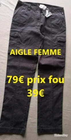 PANTALON AIGLE STRECH SHINGLE FEMME NOIR T 44 60452-44